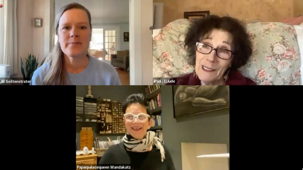 Image of Mama Judy, Jill, and guest Wanda during their video interview. 