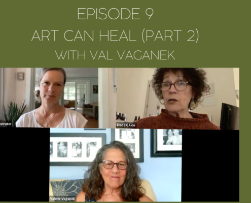 An image of Mama Judy, Jill and Val during the interview. The image also contains the title of the episode: Art Can Heal - Part 2.